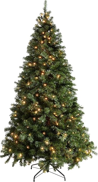 WeRChristmas Pre-Lit Spruce Multi-Function Christmas Tree, 2.1 m - 7 feet with 300-LED Lights, Green