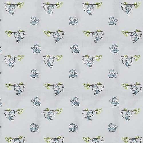 Miniatura 5 de Bacati - Saco de dormir de muselina Happy Monkeys (manta portátil) (M, azulgris)