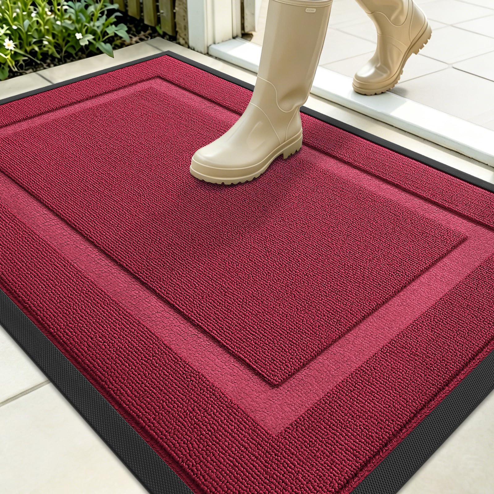OLANLY Front Door Mat Outside 35x23, All-Season Heavy-Duty Rubber Doormat
