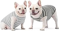 Vista 5 de Camisas para perros, chaleco de algodón a rayas, ropa elástica sin mangas para perros pequeños, paquete de 2 camisetas suaves y transpirables