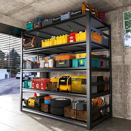 Estantería de garaje de 3800 libras, estantes de almacenamiento de metal ajustables de 5 niveles, estantes de almacenamiento de garaje, resistentes