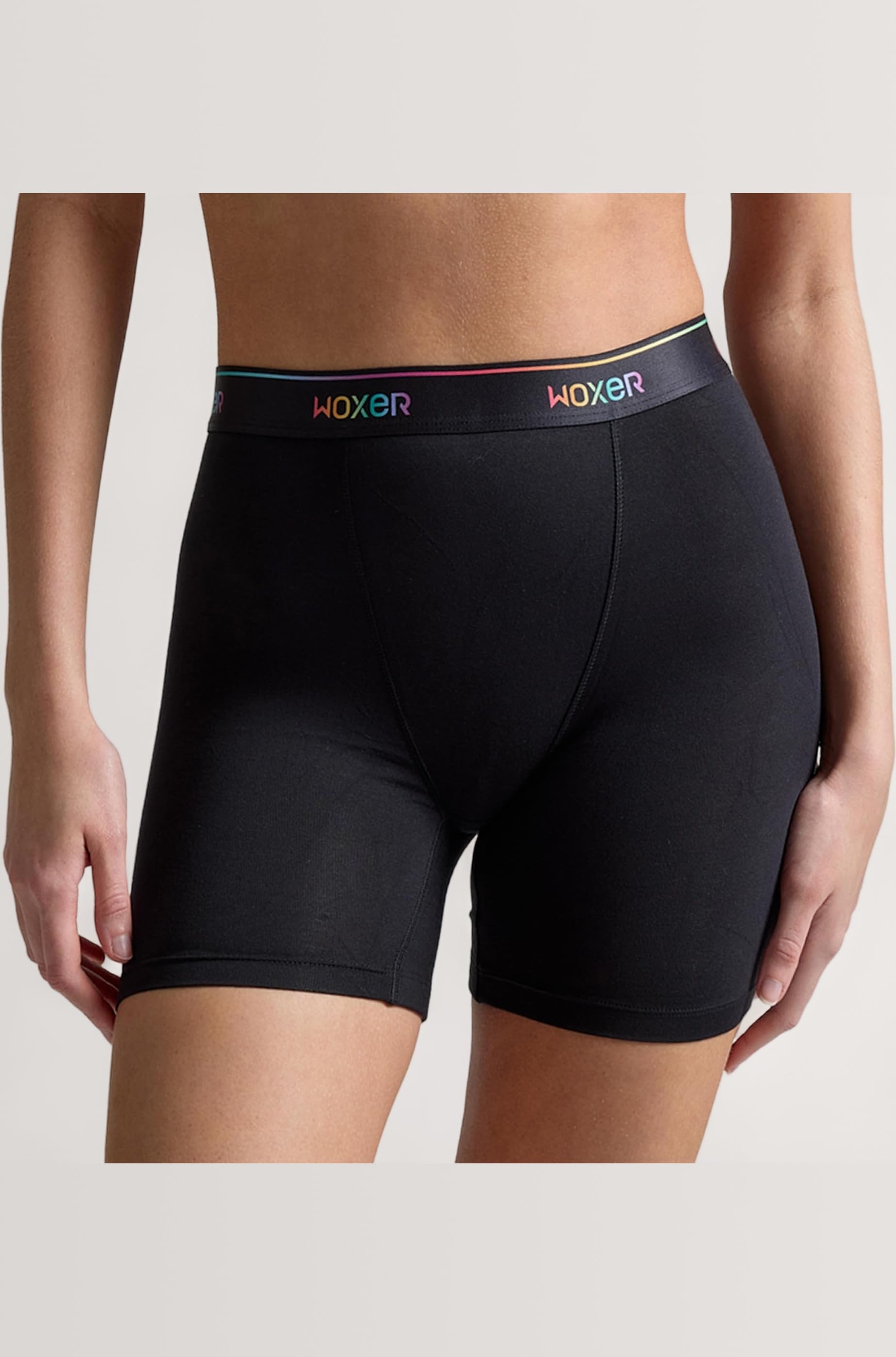 Women’s Boxer Briefs Underwear, Baller 5” High-Waisted Boyshorts Panties Soft Anti-Chafing, No Roll Inseam, Pride Black, Medium