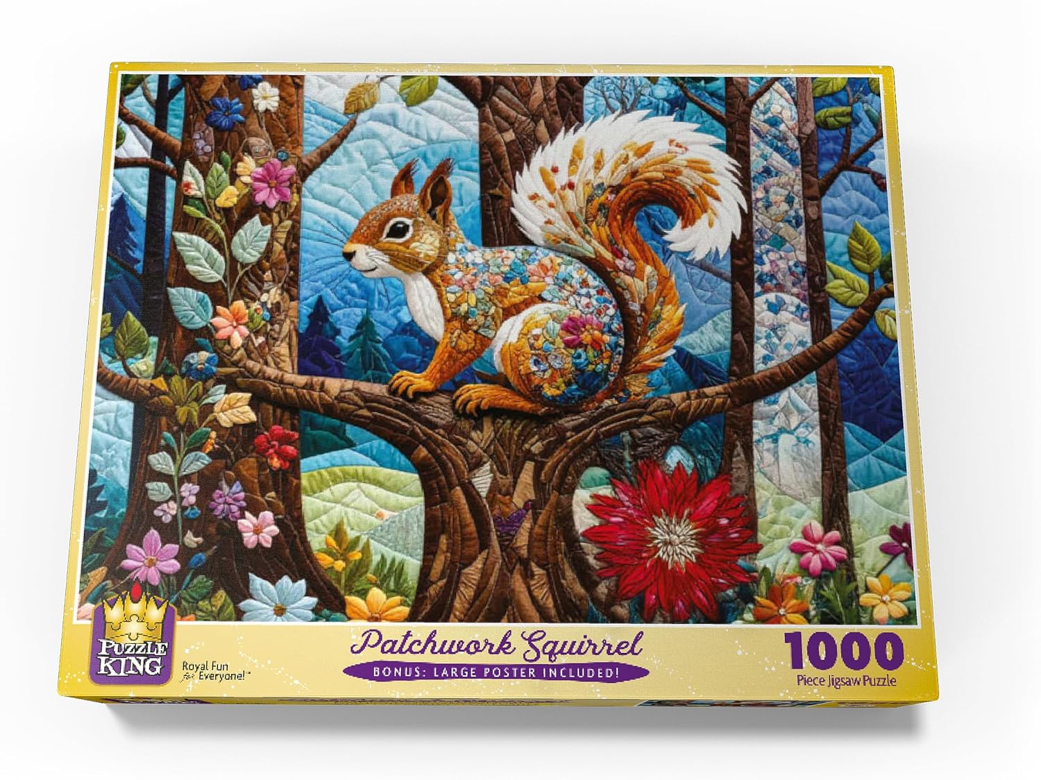 MyPuzzle Patchwork Squirrel - Premium 1000 Piece Jigsaw Puzzle for Adults