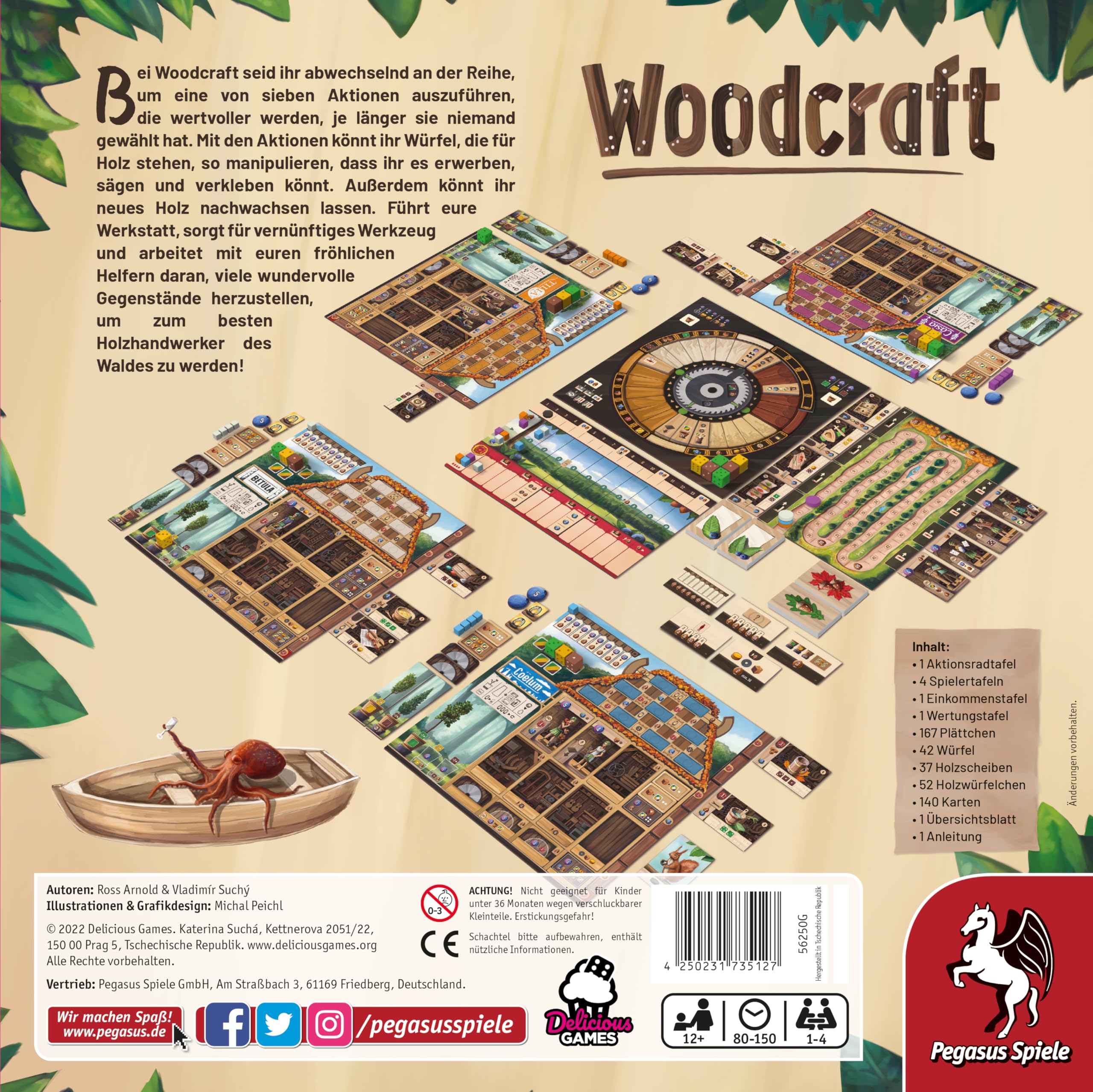 Pegasus Spiele 56250G - Woodcraft Brettspiel Expertenspiel