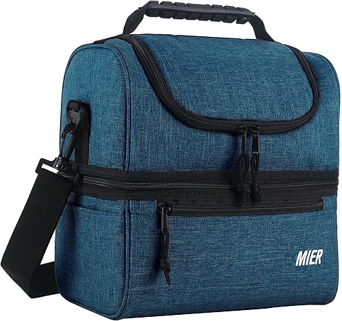 Miniatura 6 de MIER - Lonchera para adultos, con aislamiento, bolso grande refrigerante para hombres, mujeres, de doble compartimento