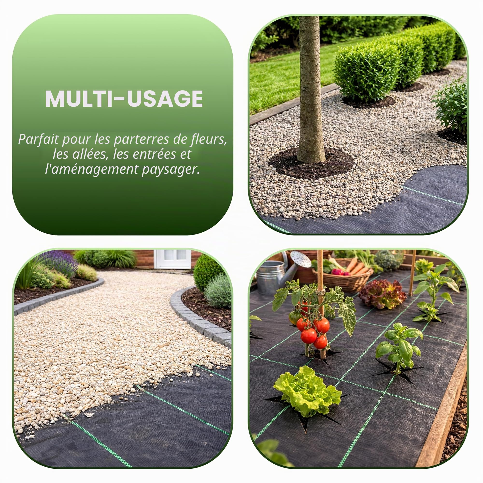 BÂCHE DE PAILLAGE GARDEN MILE® TRÈS RÉSISTANTE 2 M X 50 M, PROTECTION CONTRE LES MAUVAISES HERBES, TOILE DE PAILLAGE, MEMBRANE POUR JARDINS ET ALLÉES