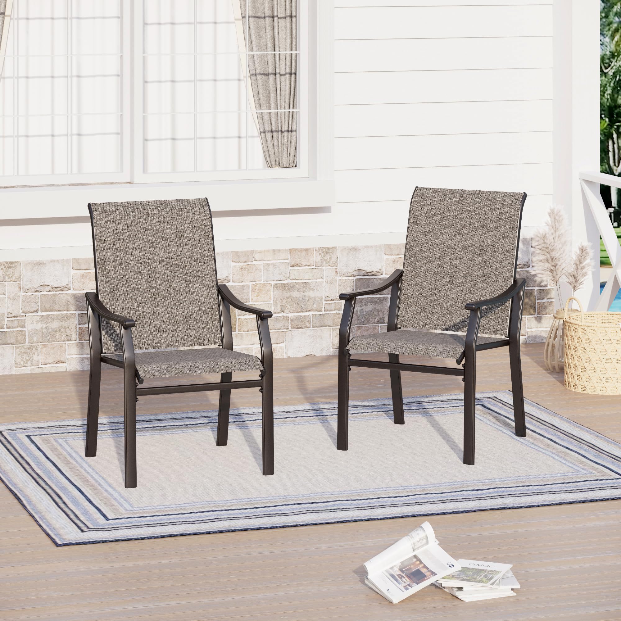 Sophia & William Outdoor Chairs Set of 2, Patio Chairs with Breathable Textilene Fabric and Heavy-Duty Iron Frame, 350 lbs Capacity