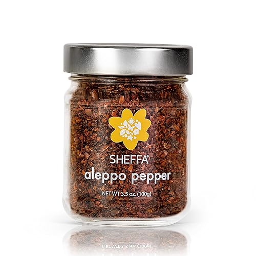 Sheffa Aleppo Pepper Flakes - Especias de condimento en polvo sin sal (tarro de vidrio de 3.5 onzas) Especias mediterráneas para cocinar, mezcla de disponible en Yaxa Costa Rica