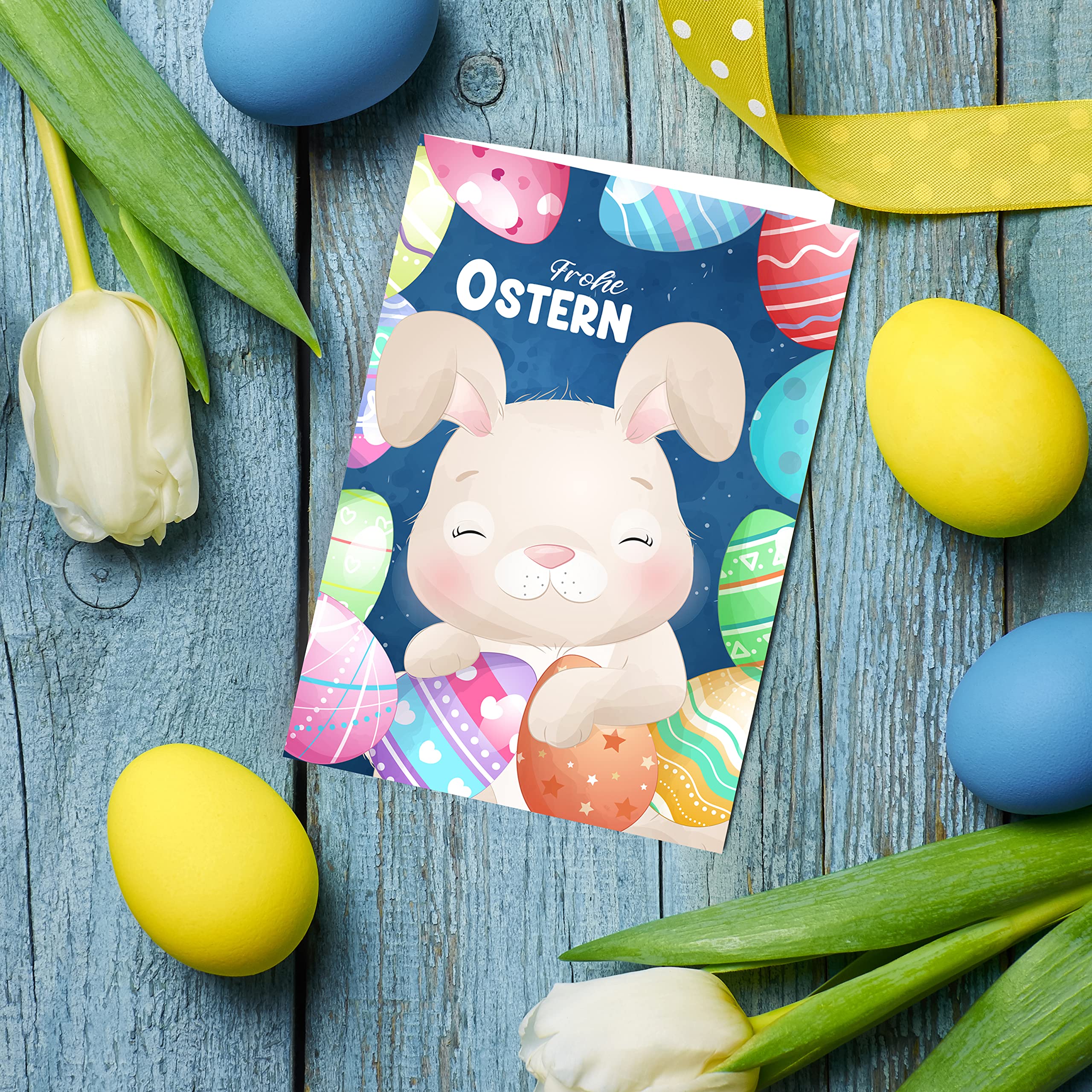 Easter Cards with Envelope Set of 12 Hinged Happy Easter Greeting Cards in A6 Folding Cards with Cute Rabbit Flowers Eggs Happy Easter Cards Card Set Envelope High Quality Business - Image 3