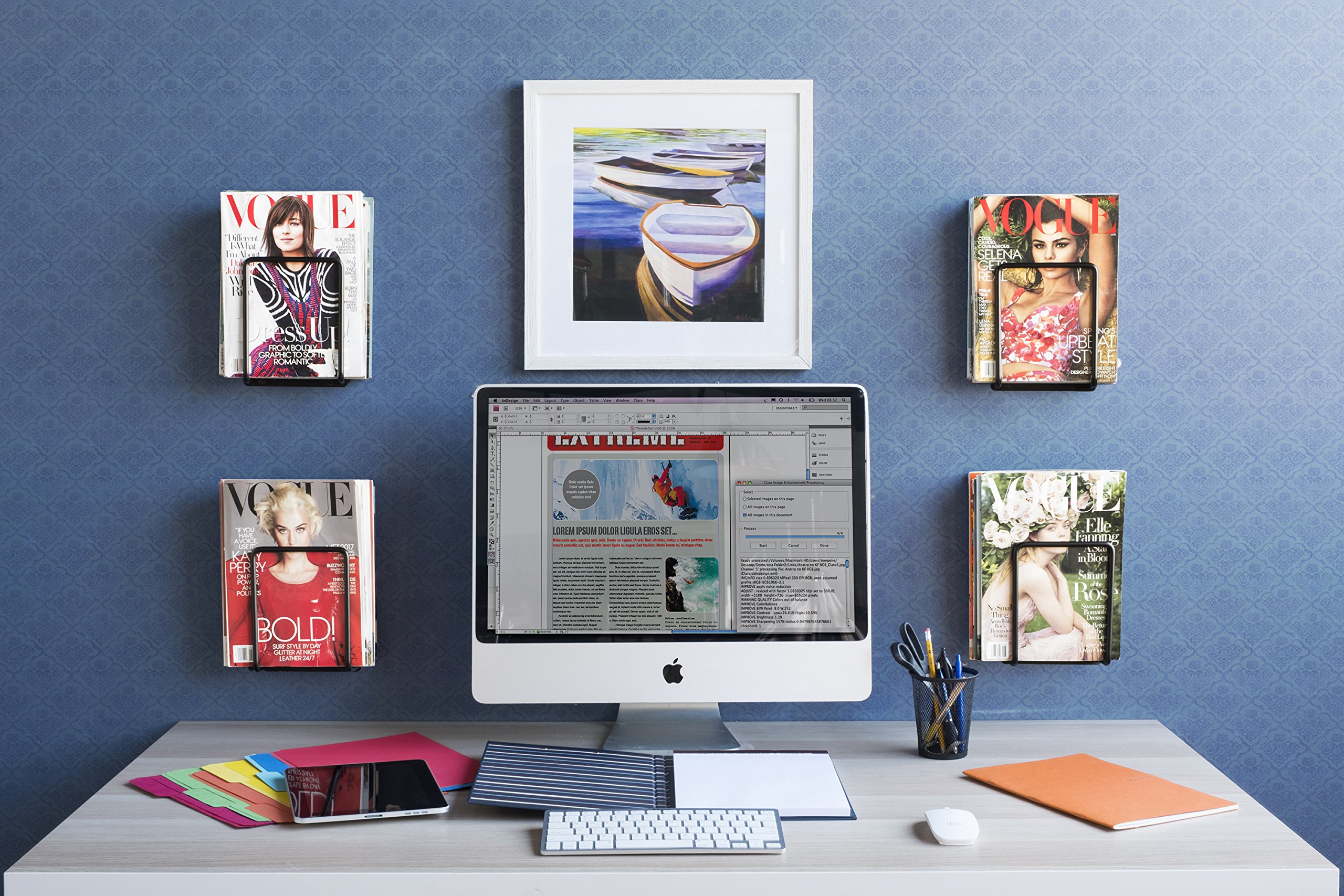 Buy Wallniture - Vango 6 Pack Wrought Iron Wall Mount Magazine Rack ...