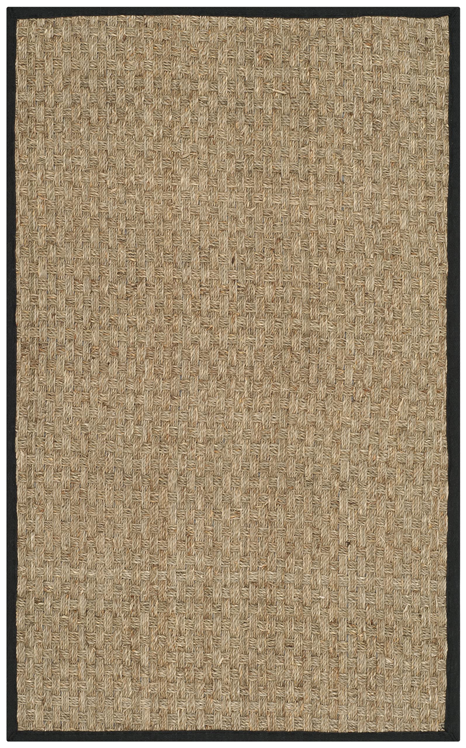 SAFAVIEH Natural Fiber Collection Accent Rug - 2' x 3', Natural & Black, Border Basketweave Seagrass Design, Easy Care, Ideal for High Traffic Areas in Entryway, Living Room, Bedroom (NF114C)