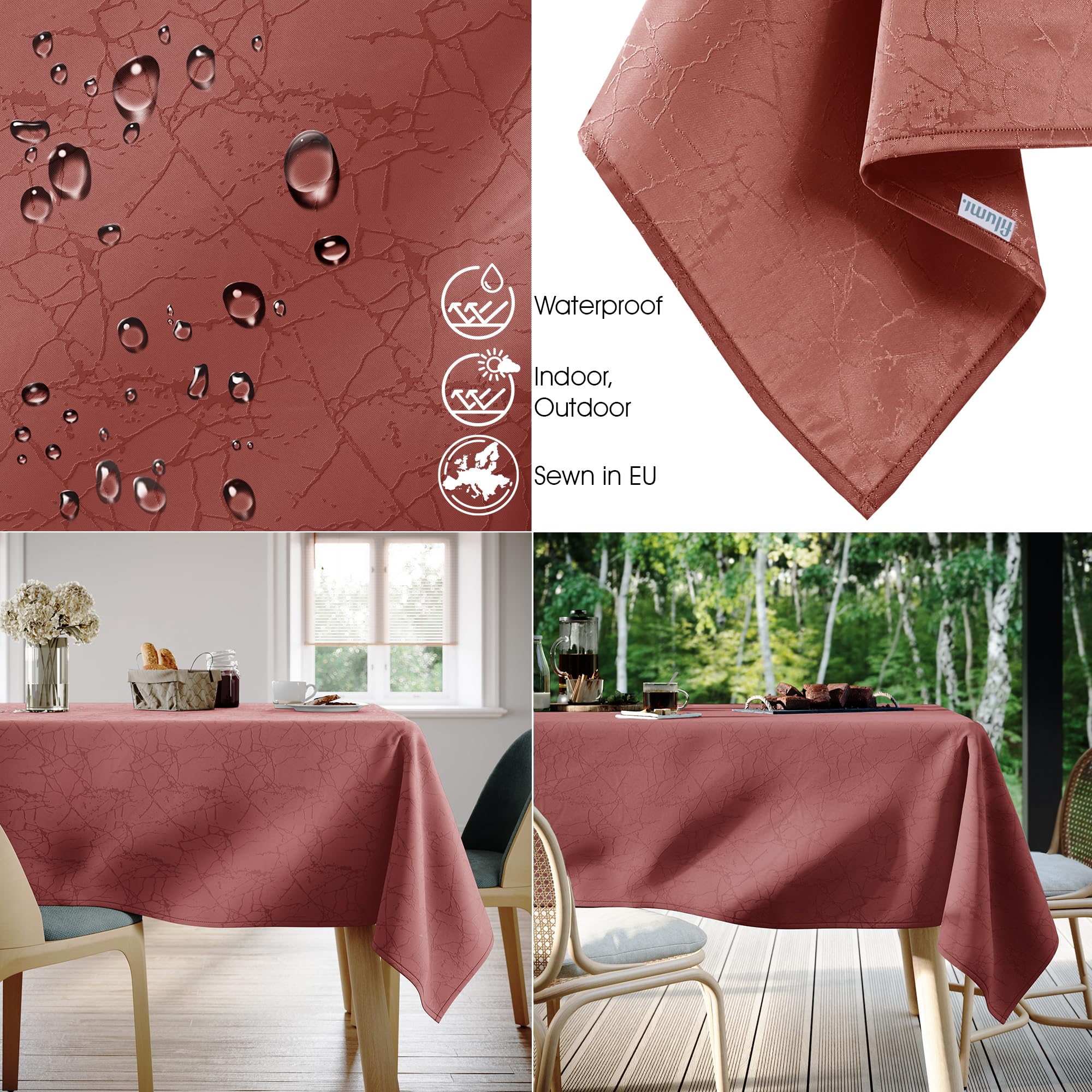 Obrus 140x260 cm Różany plamoodporny Do domu i ogrodu wzór marmur Manil