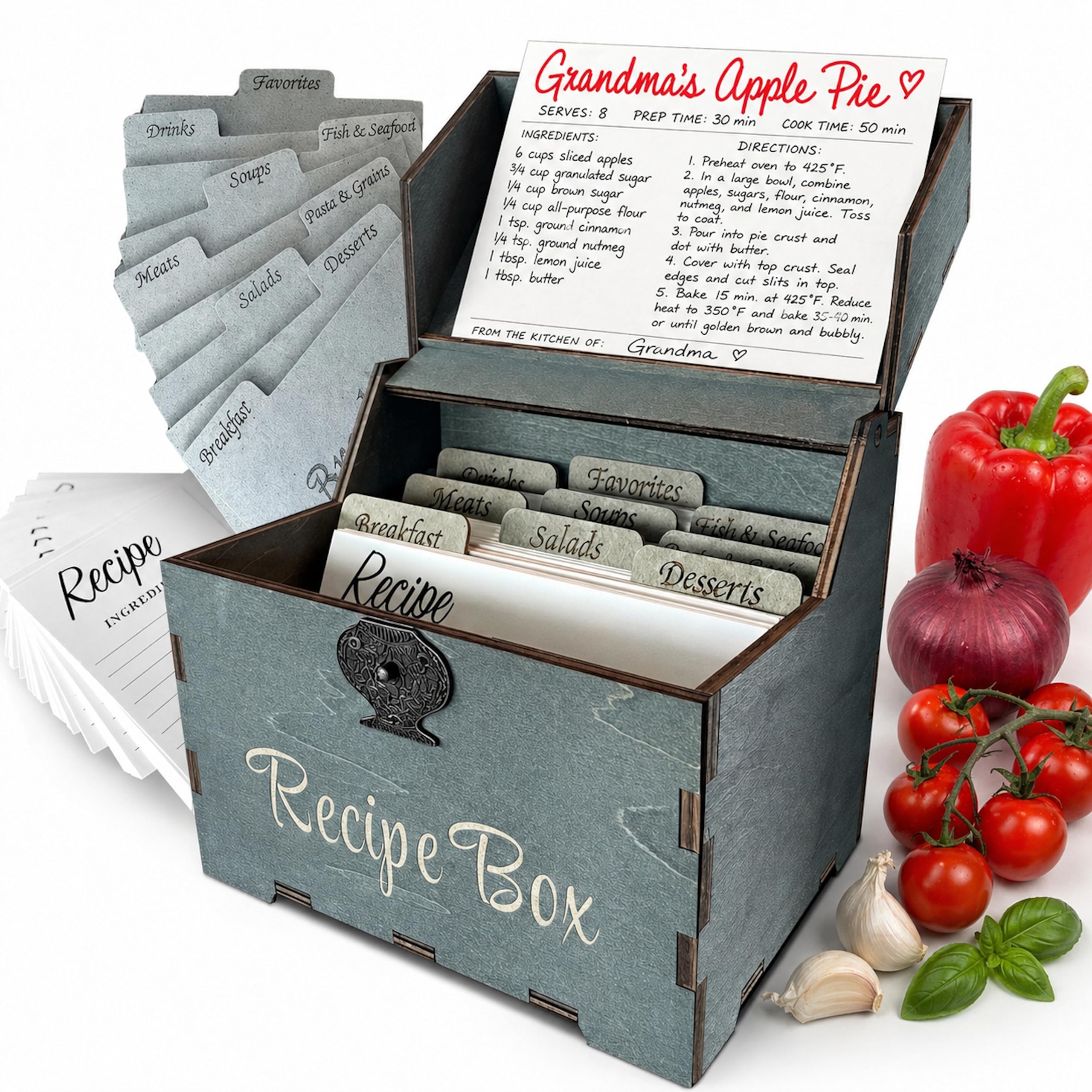 Caja para recetas Albino monkey de madera rústica, el regalo perfecto para amantes de la cocina