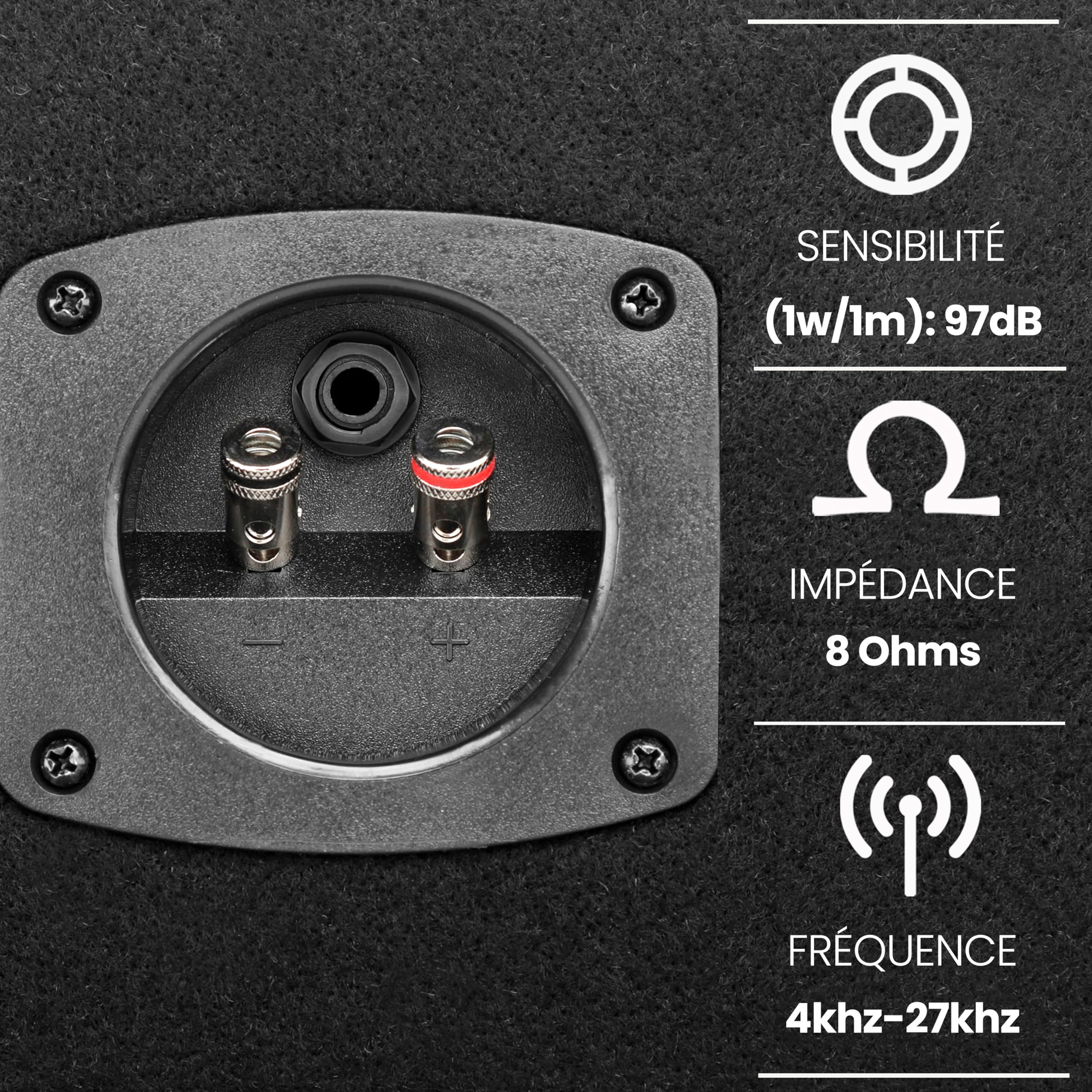 Pyle Système de Haut-Parleur DJ 4 Voies Pro, Puissance de 300 Watts, 150 RMS, Quatre Tweeters Piezo de 3 Pouces, Impédance de 8 Ohms, Reproduction Audio à Gamme Complète, Fini Moquette Noire