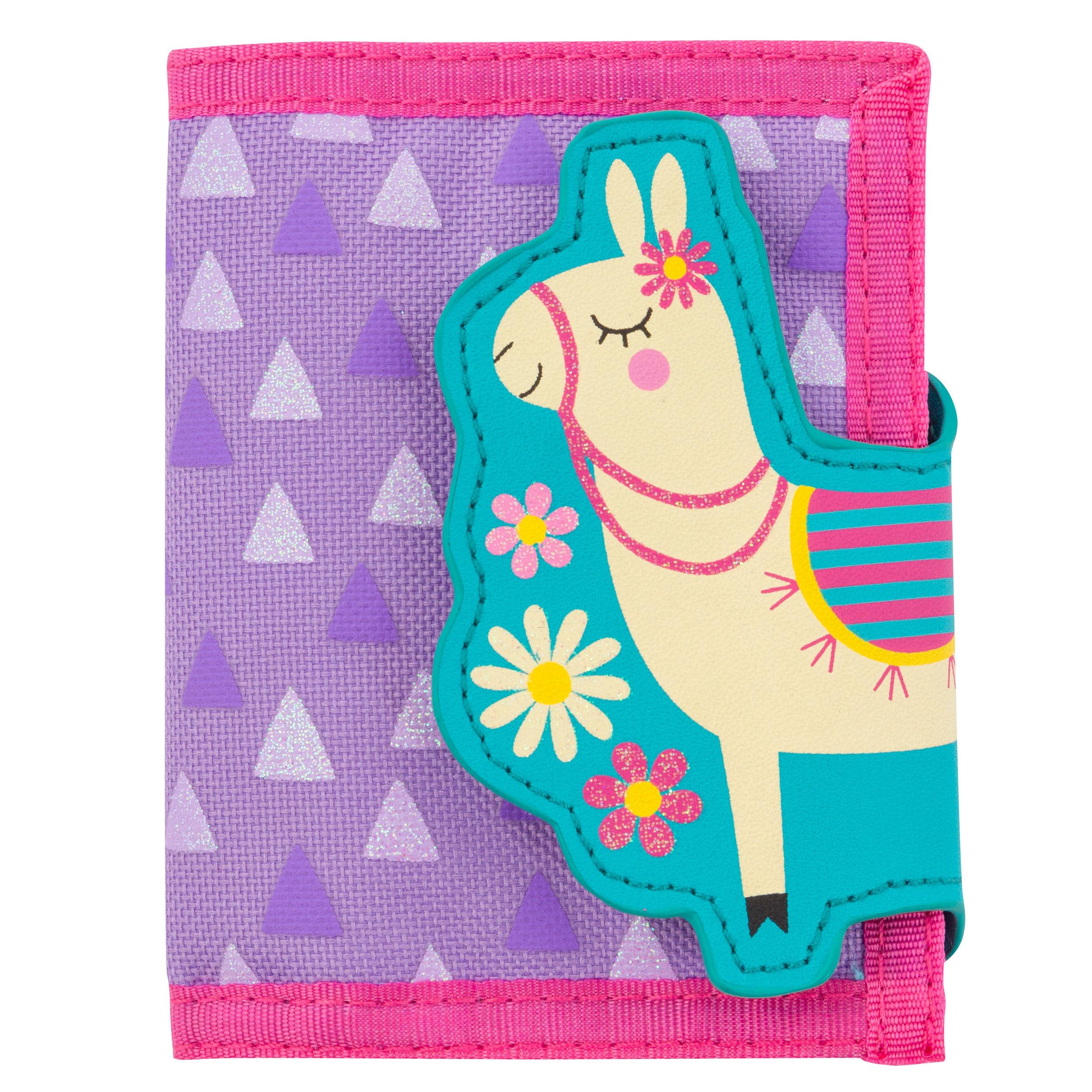 Stephen Joseph, Kids Unisex Wallet, Toddler Wallet for Boys and Girls with Applique Designs, Screen Printed Zippered Coin Pocket, Llama
