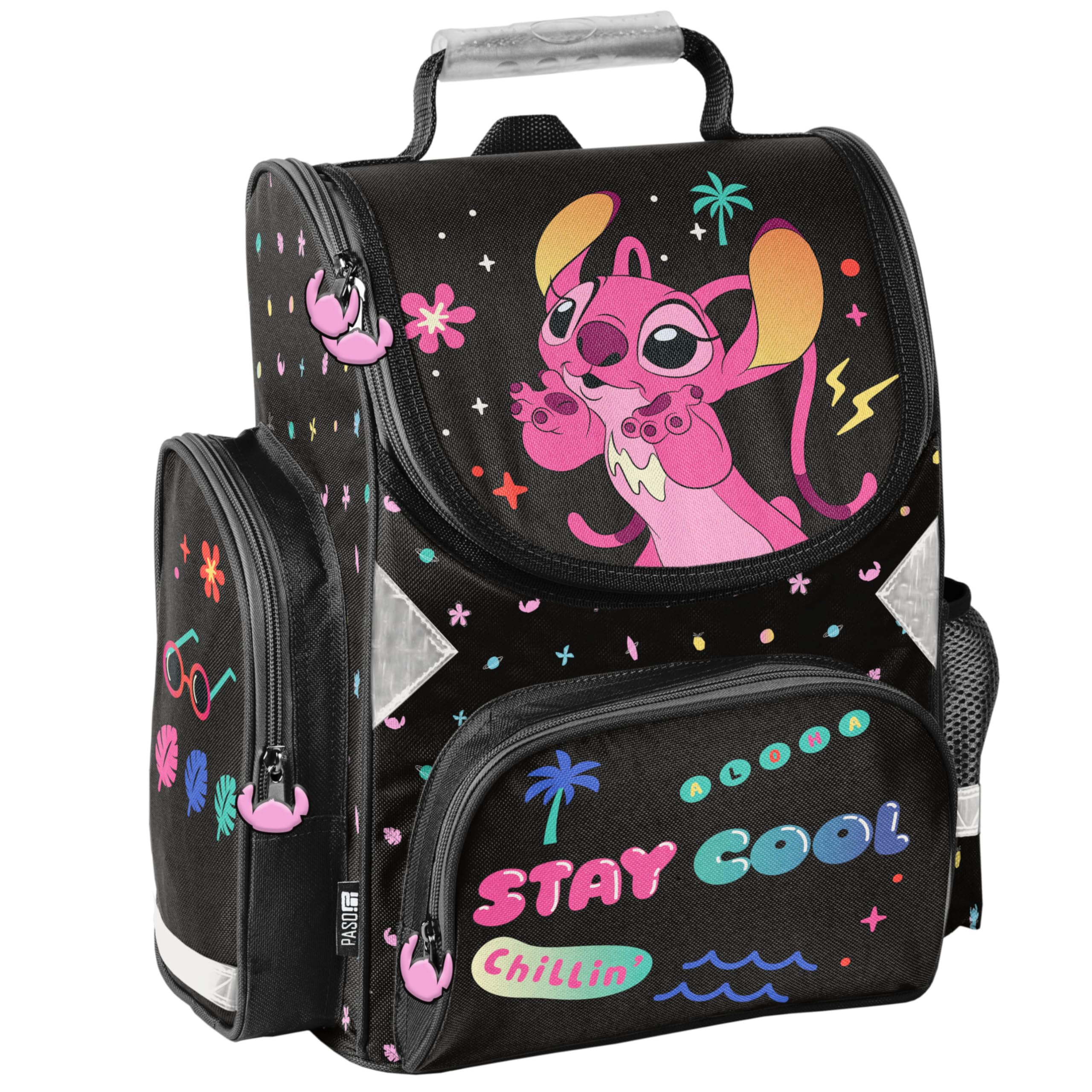 Goldkids - Schulranzen für Jungen und Mädchen - Schul-Rucksack für Kinder mit Federmäppchen - Schuhbeutel und Hausaufgabenheft - Lilo und Stitch Motiv - 1-3 Klasse