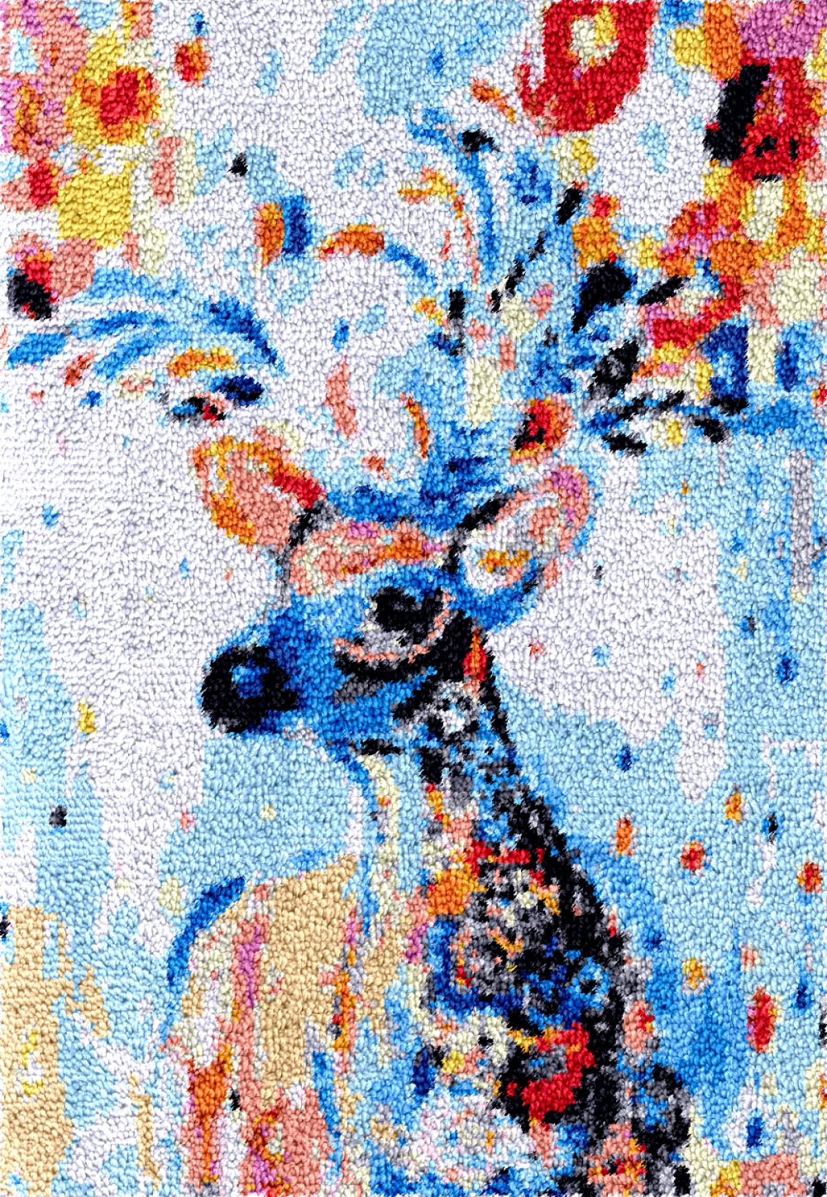 Diy Kit Gancho De Pestillo Kit De Manualidades De Animales De Colores，Kits De Gancho De Cierre De Animales De Graffiti，Manualidades Para Hacer Alfombras Con Estampado De Colores Impresos 39x55in