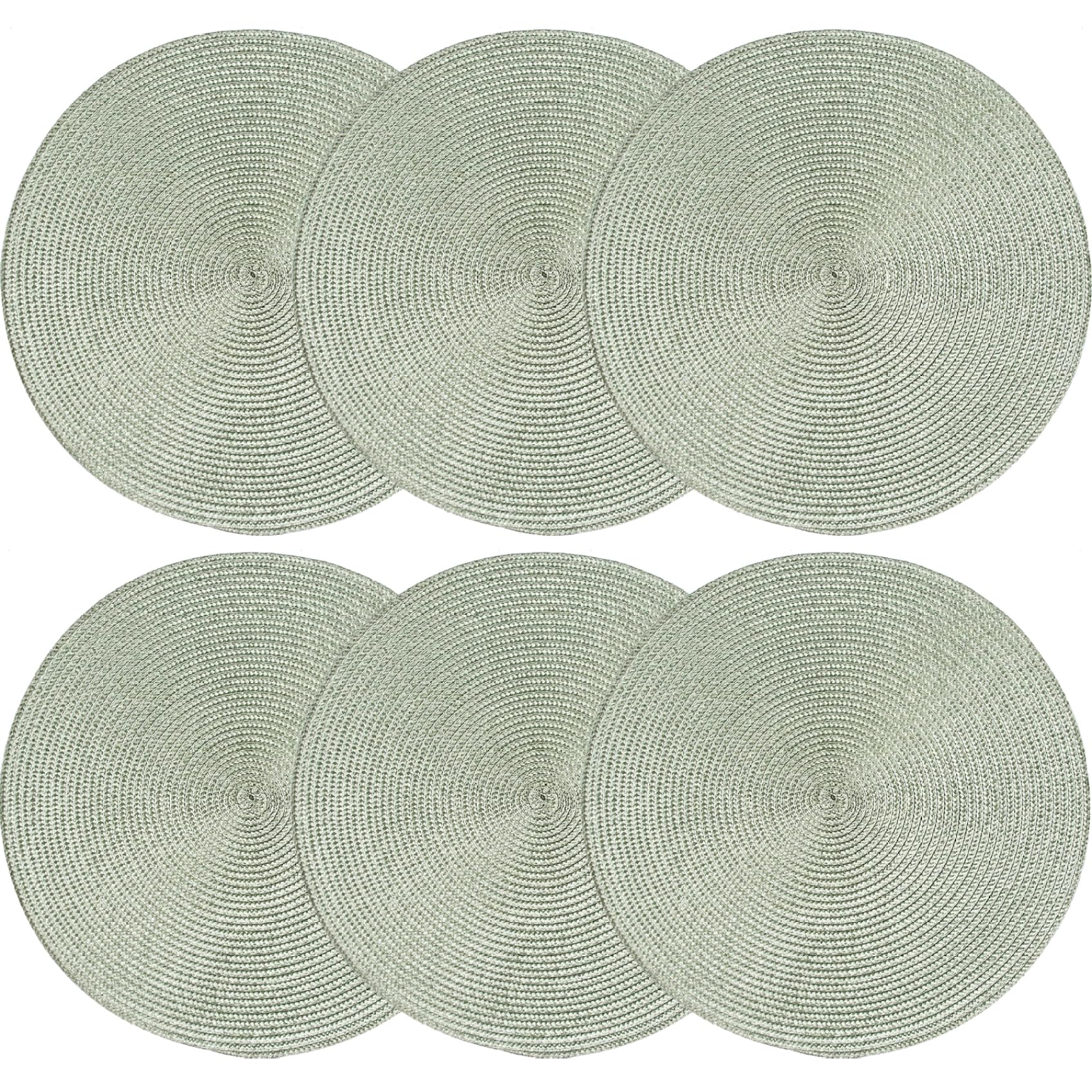 Sets de table ronds 38cm vert clair anti-tache et faciles à nettoyer | Lot de 6