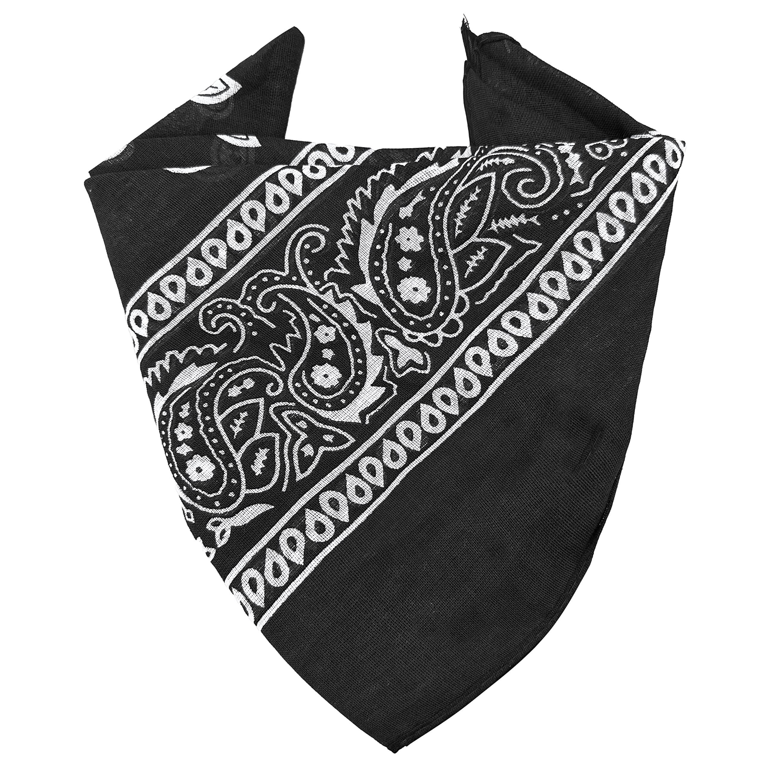 JOPHY & CO. 100% cotton Bandana SET of 3/5/10 for Women's Men's Children's Unisex Unique and/or Paisley Patterned COD. A644 (Paisley, Black, Set 1 pz)