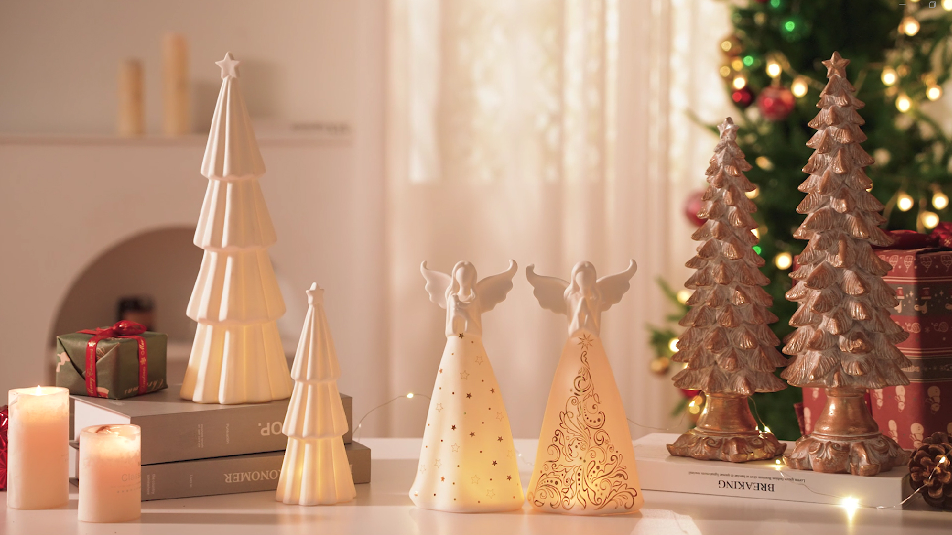 Amazon.com: BUTILIVEEN Gold Christmas Tree Figurines Set of 2