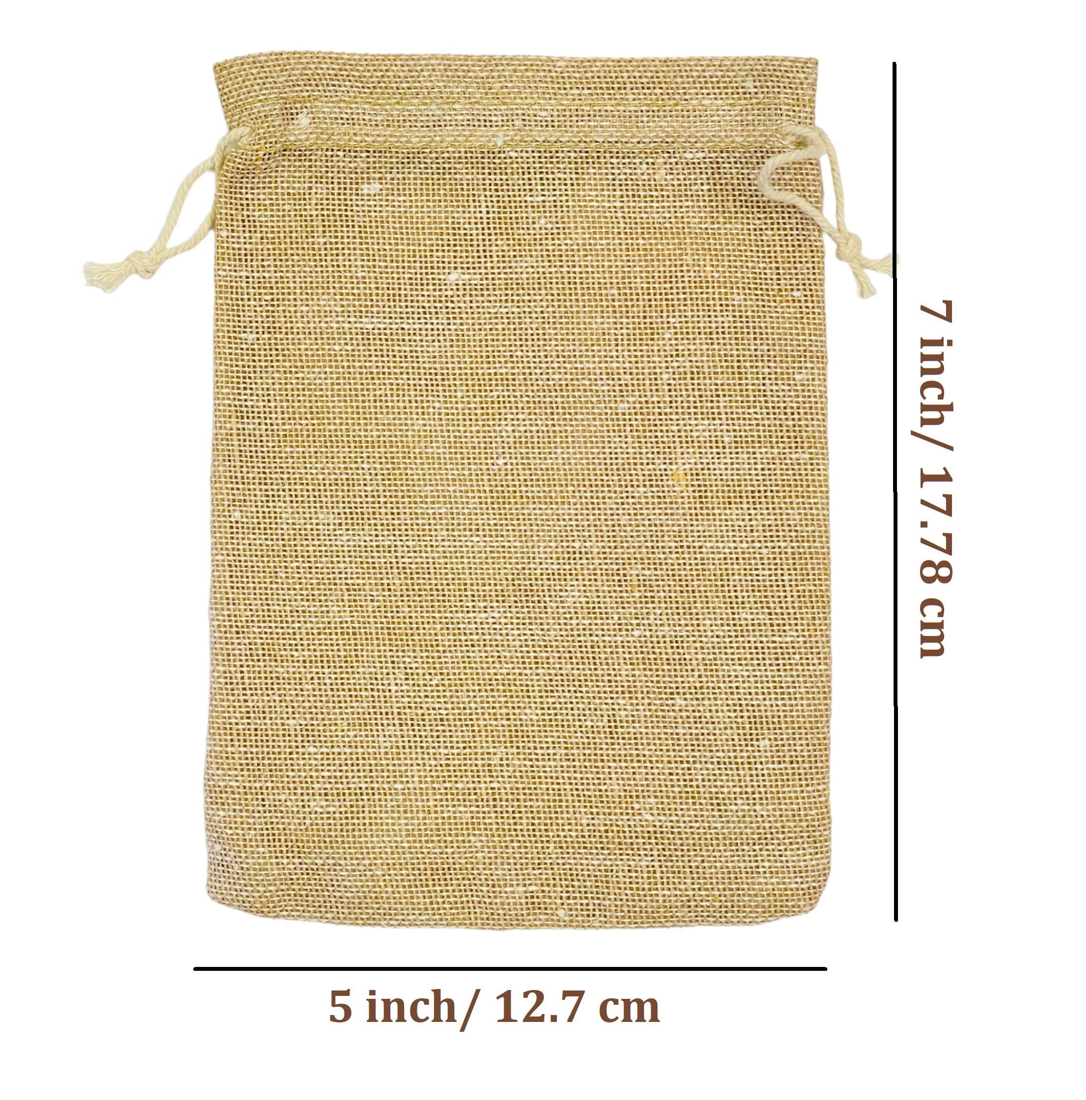 Kriwin Fifty Cotton Jute Drawstring Closure Small Size Gift Potli Bags Pouches(17.78 X 12.5 Cm; Beige) Pack of 50 count 2