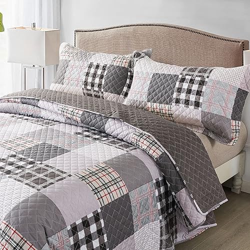 Miniatura 223 de Travan - Juego de edredón de 3 piezas reversible y ligero, ropa de cama con fundas de almohada para todas las estaciones, estampado floral marrón