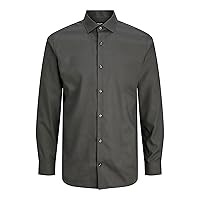 JACK & JONES Shirt Jprblaparker-Maglietta L/S Noos, Grigio Scuro mélange