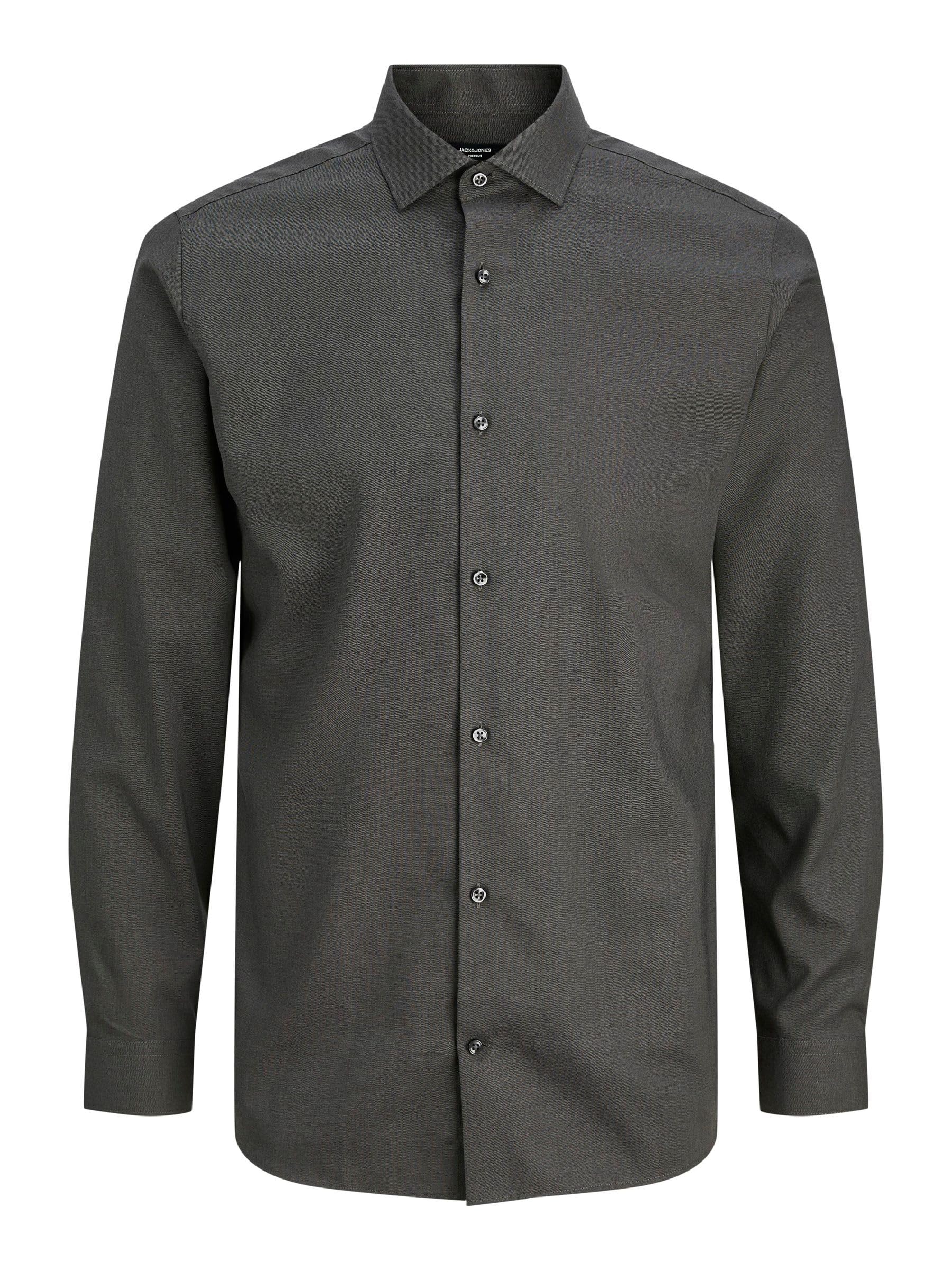 JACK & JONES Langarmhemd JPRBLAPARKER Slim Fit – Dark Grey Melange