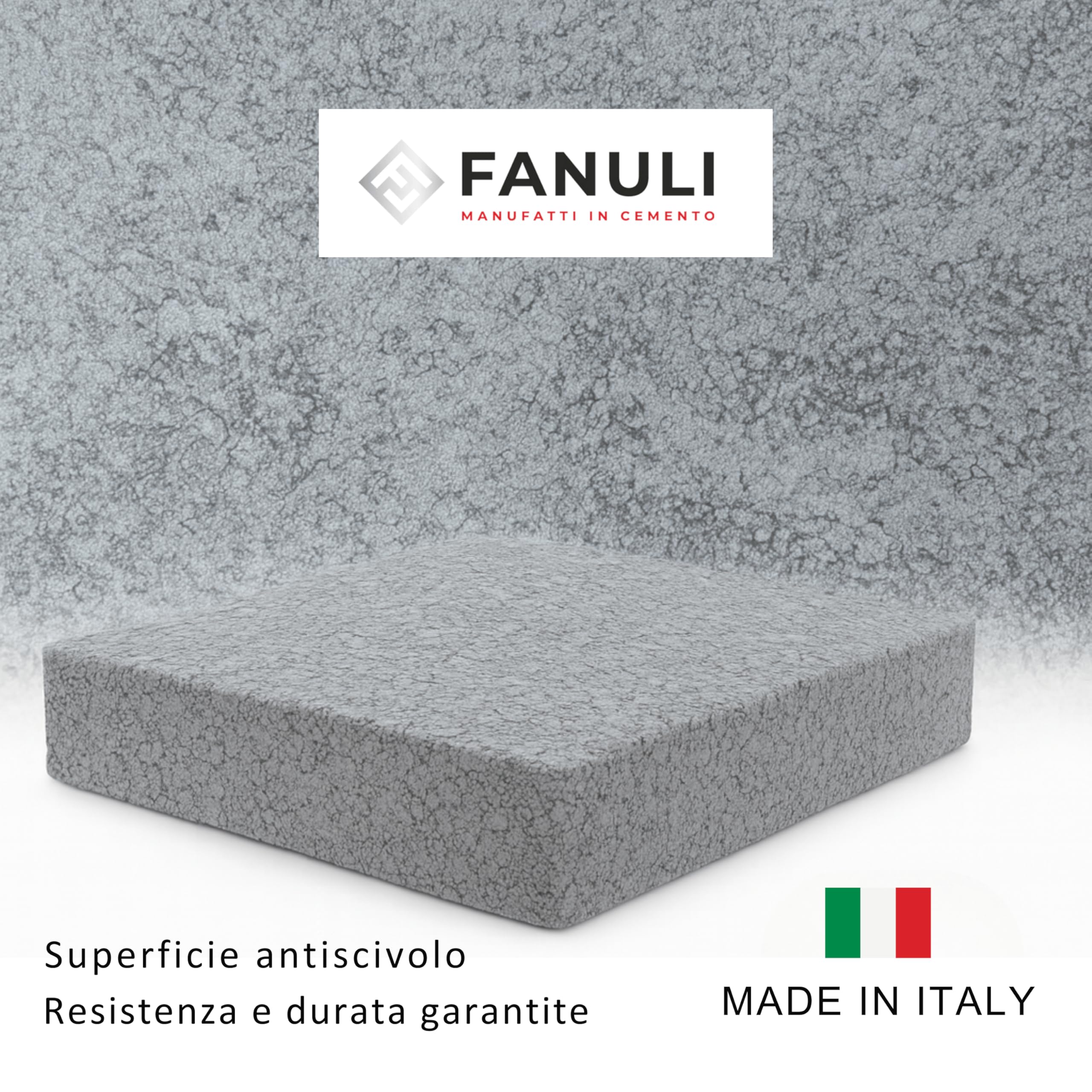 Fanuli Manufatti Set 4 Basi Ombrellone in Cemento 50x50 – Mattoni Pesanti Grigi 40 kg Cadauno – Totale 160 kg – Zavorra Ombrelloni E Gazebo – Made in Italy (4, Pesante Grigio)