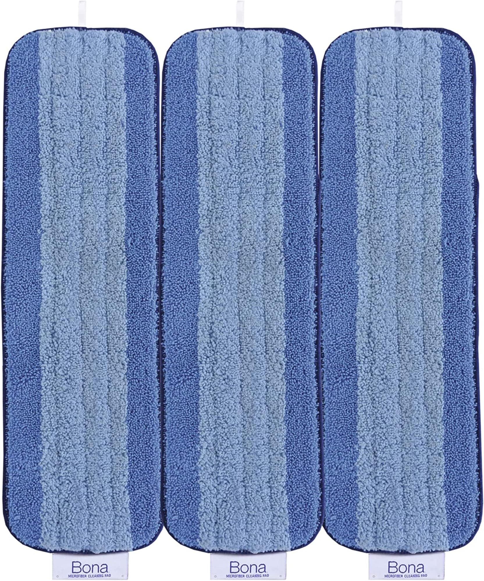 Microfibre Cleaning Pad, for Wood and Hard-Surface Floors, fits Bona Family of Mops, 3 Count (Pack of 3), Blue