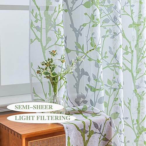 Miniatura 3 de Luvyohmee Cortinas semitraslúcidas para dormitorio, cortinas verde salvia de 84 pulgadas de largo para sala de estar, cortinas texturizadas de lino