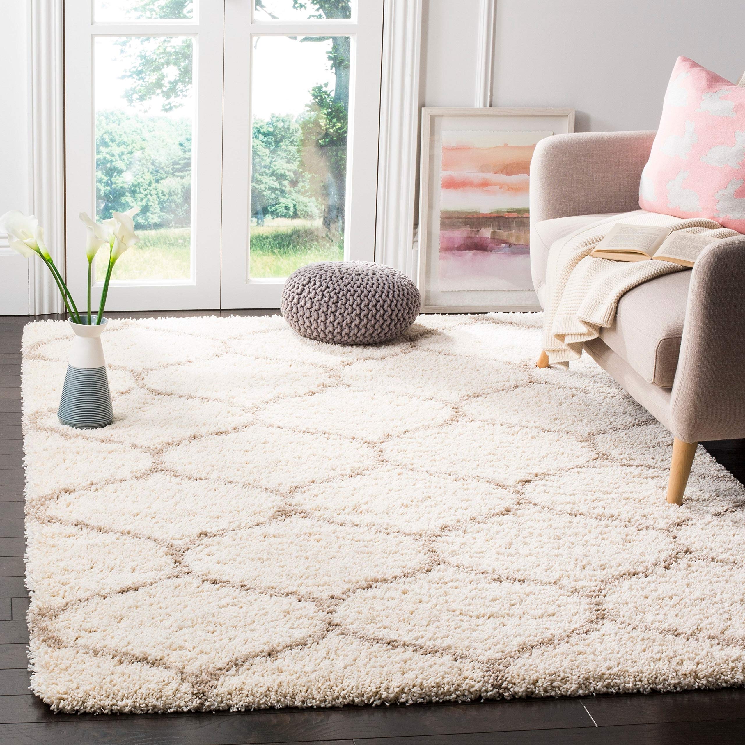Microfiber Shag Rugs - Beige & Ivory -6