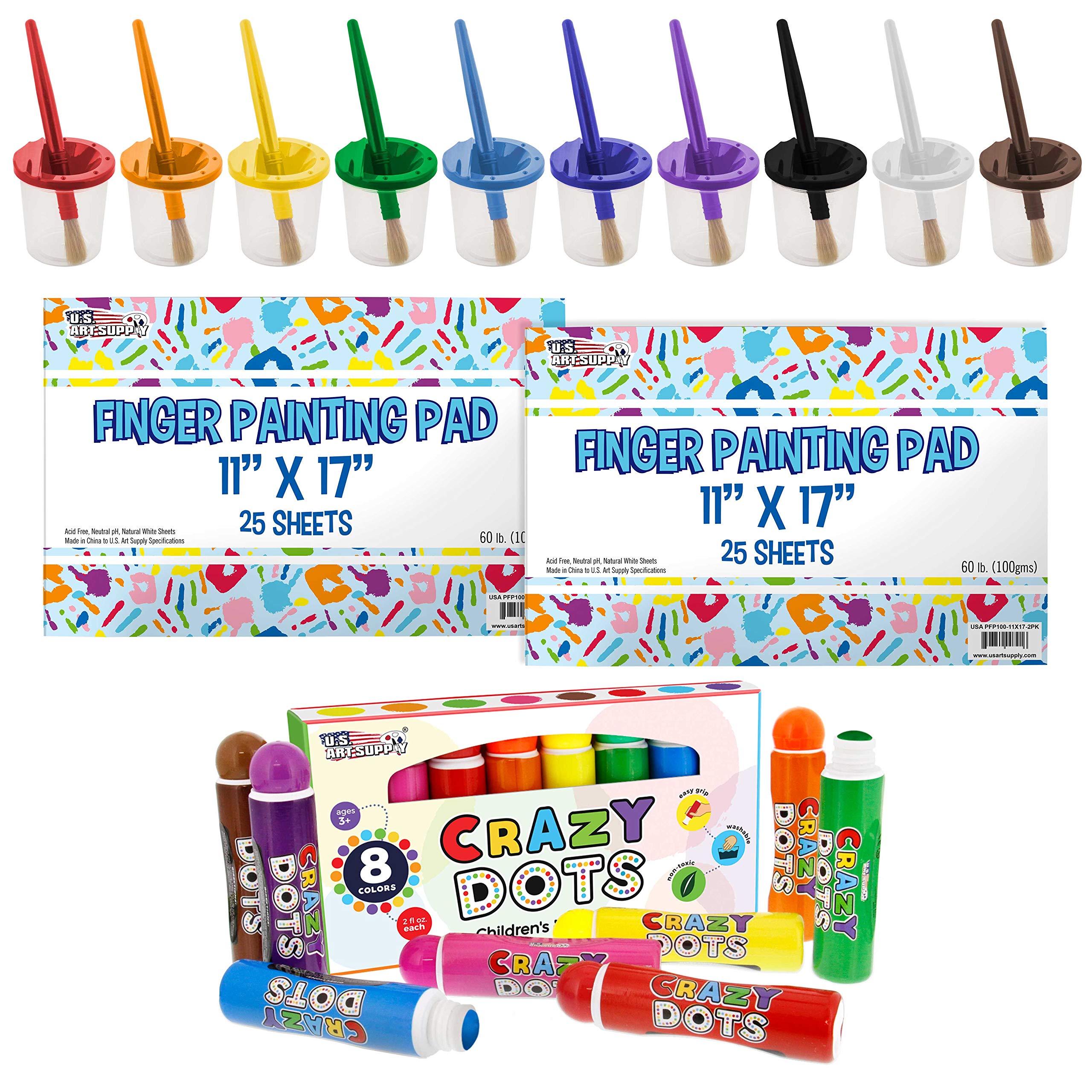 Amazon.com: U.S. Art Supply 8 Color Crazy Dots Markers Bundled with Large  (Pack of 2 Pads) 11