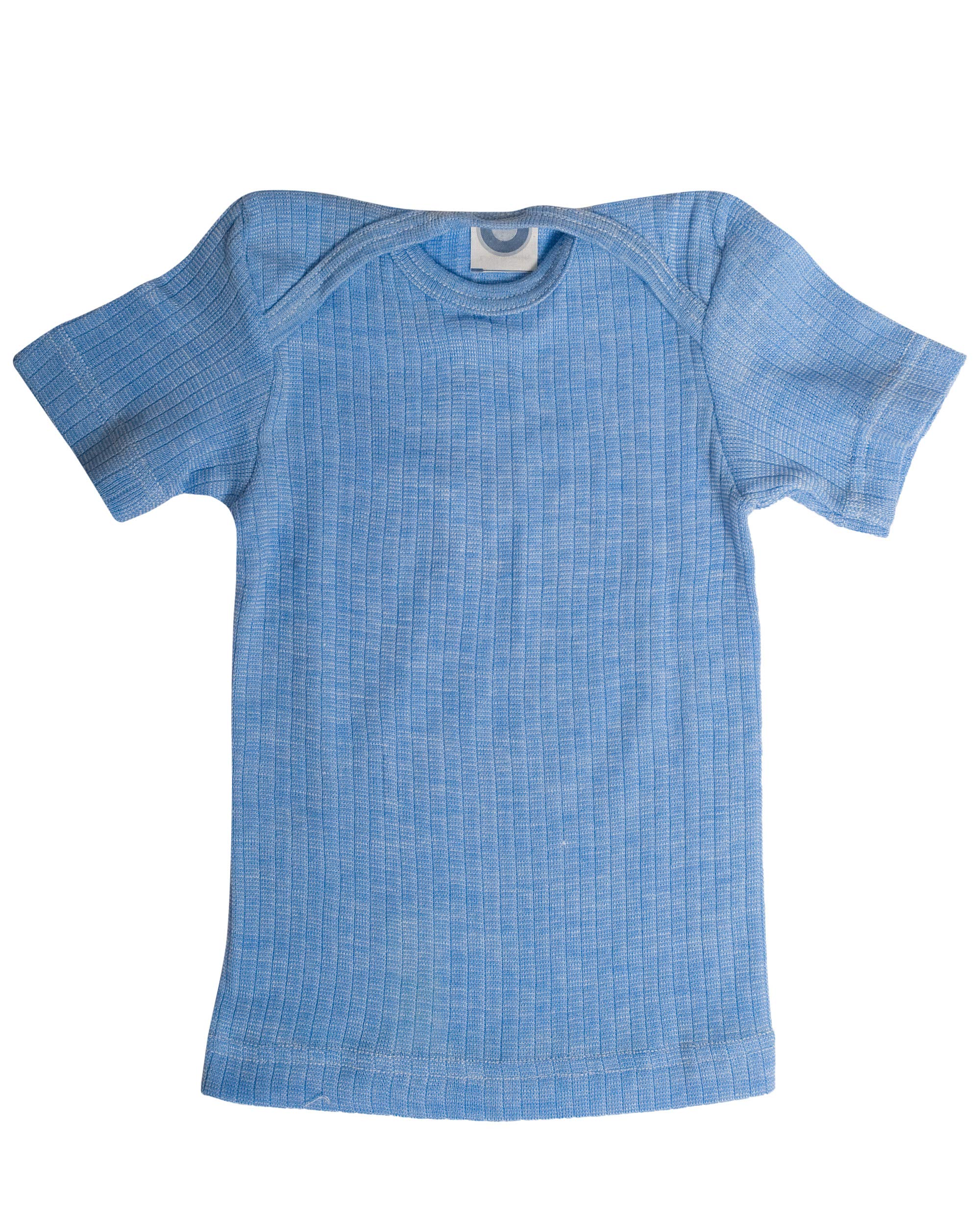 Cosilana Blue Melange Baby T-Shirt, 45% Organic Cotton, 35% Organic Wool, 20% Silk (, 16-24 Months (Height 34-36) (86/92))