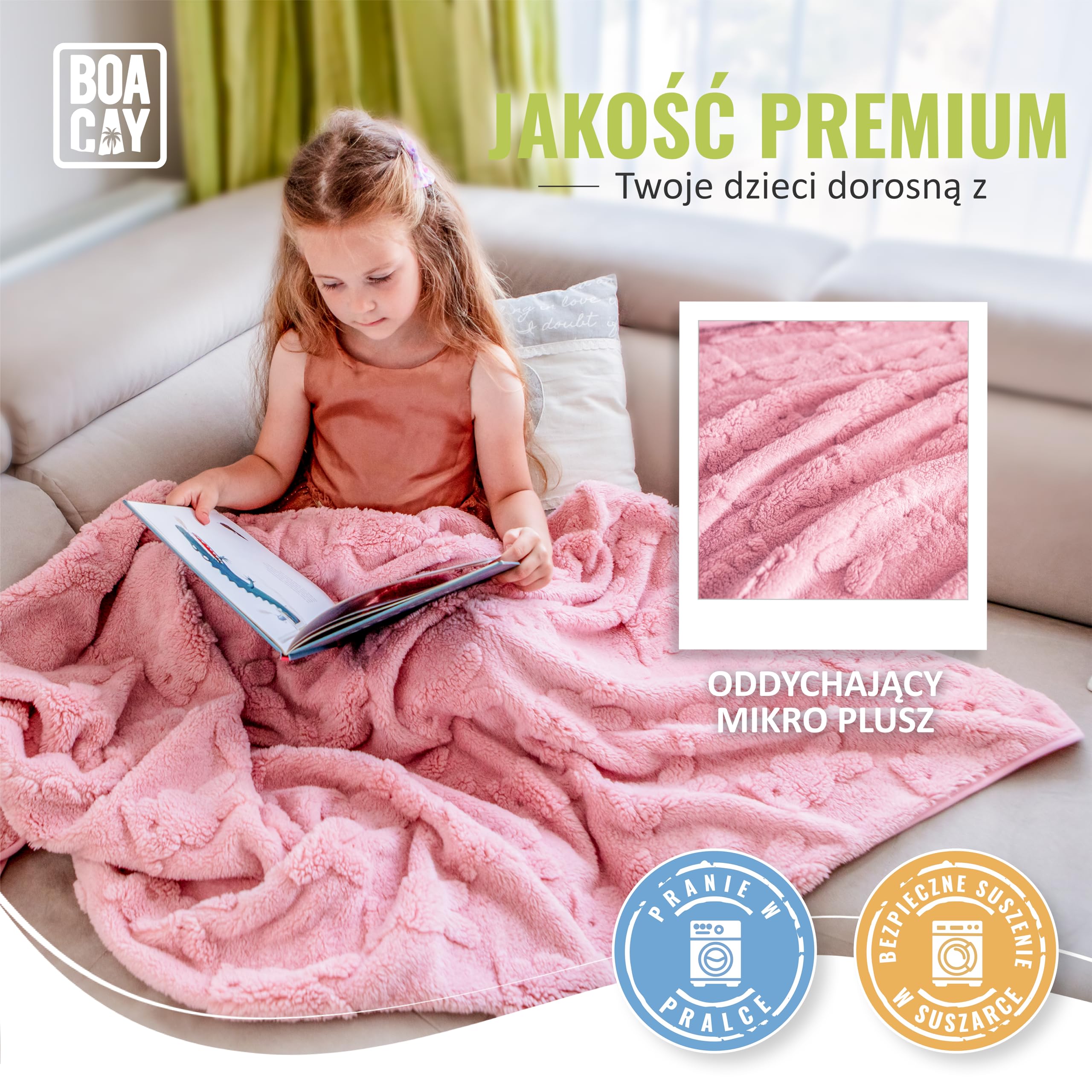 BOACAY Podróżna Kocówka Dla Maluchów do Użytku w Samolocie, Samochodzie - Miękki Koc na Rzucanie dla Dzieci na Opiekę Dziennej - Poduszka dla Dziewczynek, Chłopców z Klipem na Plecak, Rękaw na Bagaż