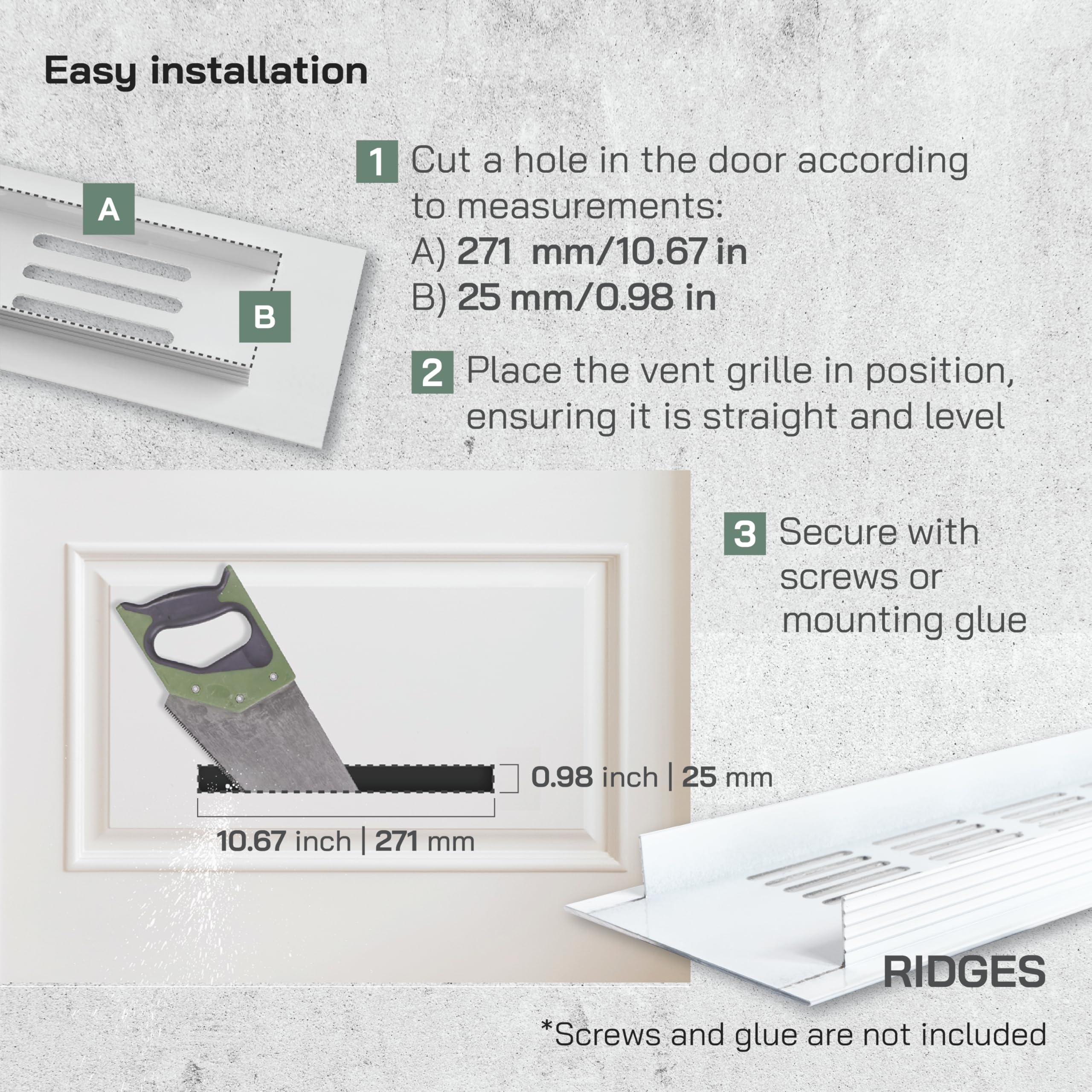 Vent Systems 300 x 40 mm / 12 x 1.6 Inch Furniture Air Supply Register Vent Cover - Image 3