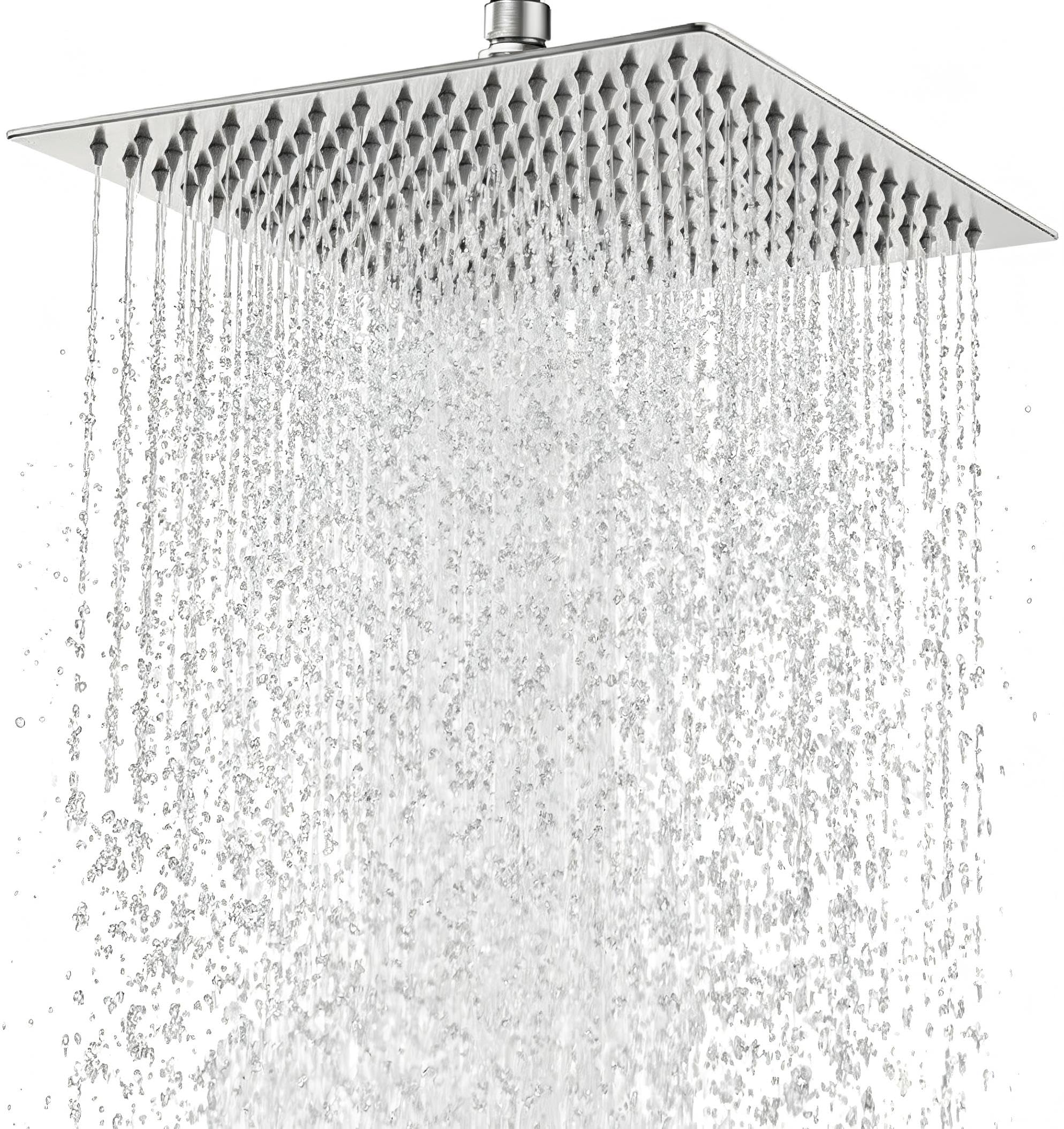 Soffione doccia a pioggia 12 pollici, soffione a pioggia 30 x 30 cm, rettangolare, in acciaio inox 304, autopulente, soffione doccia a pioggia con ugelli anticalcare, soffione regolabile a 360