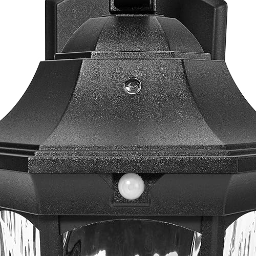 Miniatura 8 de Maxxima Luz LED de pared con sensor de movimiento para exteriores, 3 modos de iluminación, sensor de atardecer a amanecer, negro con vidrio de agua