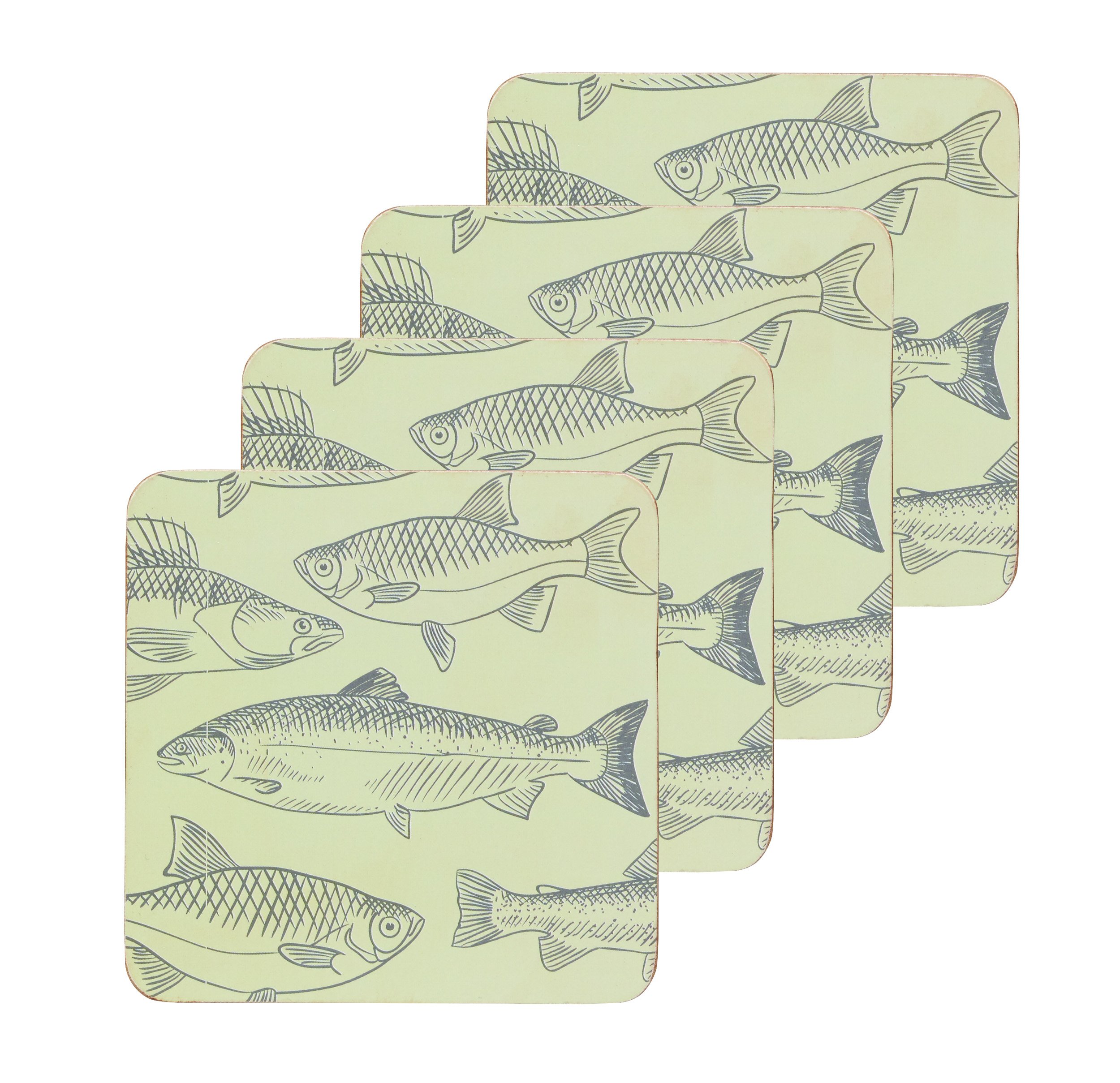 Kitchencraft Grey Kitchen Craft Fish Cork Back Laminated Coasters