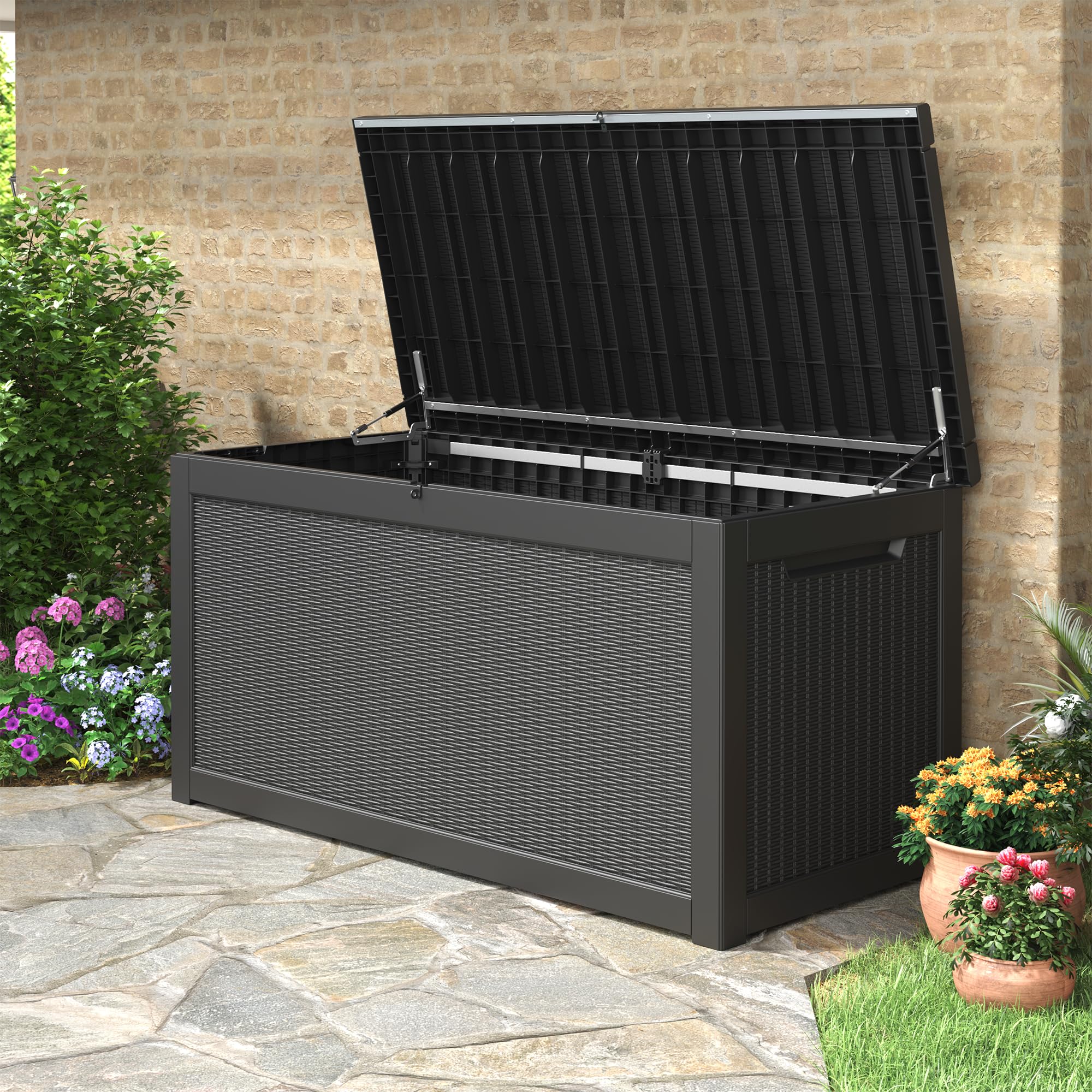 Outdoor Waterproof Resin Storage Bench