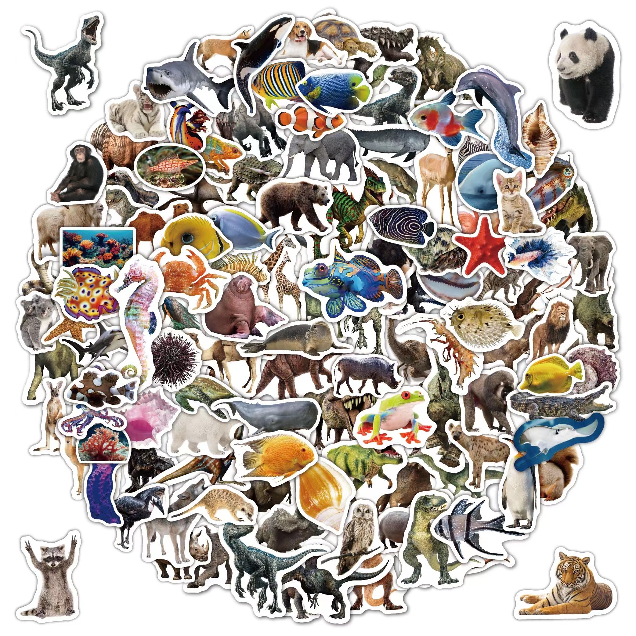 FAVORGEAR Realistic Animal Stickers for Kids 150 Pcs/Pack, Cute Vinyl Water Bottle Sticker Toddlers Children Teacher School - Cool Reward Decals Birthday Gift Boys Girls Ages 1-2, 2-4, 4-8 Years Old