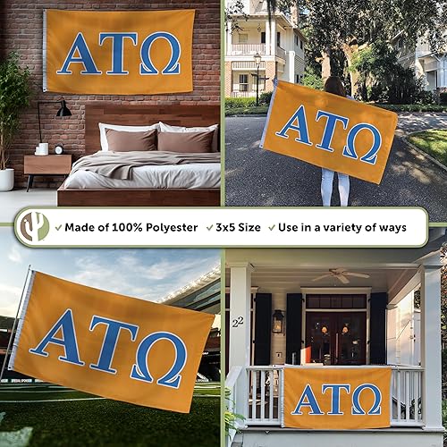 Miniatura 3 de Desert Cactus Alpha Tau Omega - Letra de la bandera griega de fraternidad para uso como pancarta, grande, 3 x 5 pies, decoración ATO