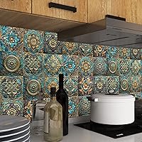 Vista 2 de Alwayspon Adhesivo para azulejos de pared moriscos, despegar y pegar, calcomanías de vinilo autoadhesivas para azulejos de cocina y baño, 6 x 6