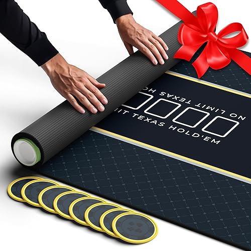 Miniatura 8 de Newverest Mesa de póquer de 70 x 35 pulgadas, tapete de póquer Texas Hold'em para noches de juego en casa de hasta 10 jugadores, casino Tela