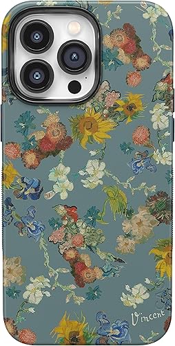 Casely Funda para iPhone 14 Pro  Flores de Van Gogh  50 aniversario  Compatible con MagSafe  Funda de teléfono iPhone 14 Pro