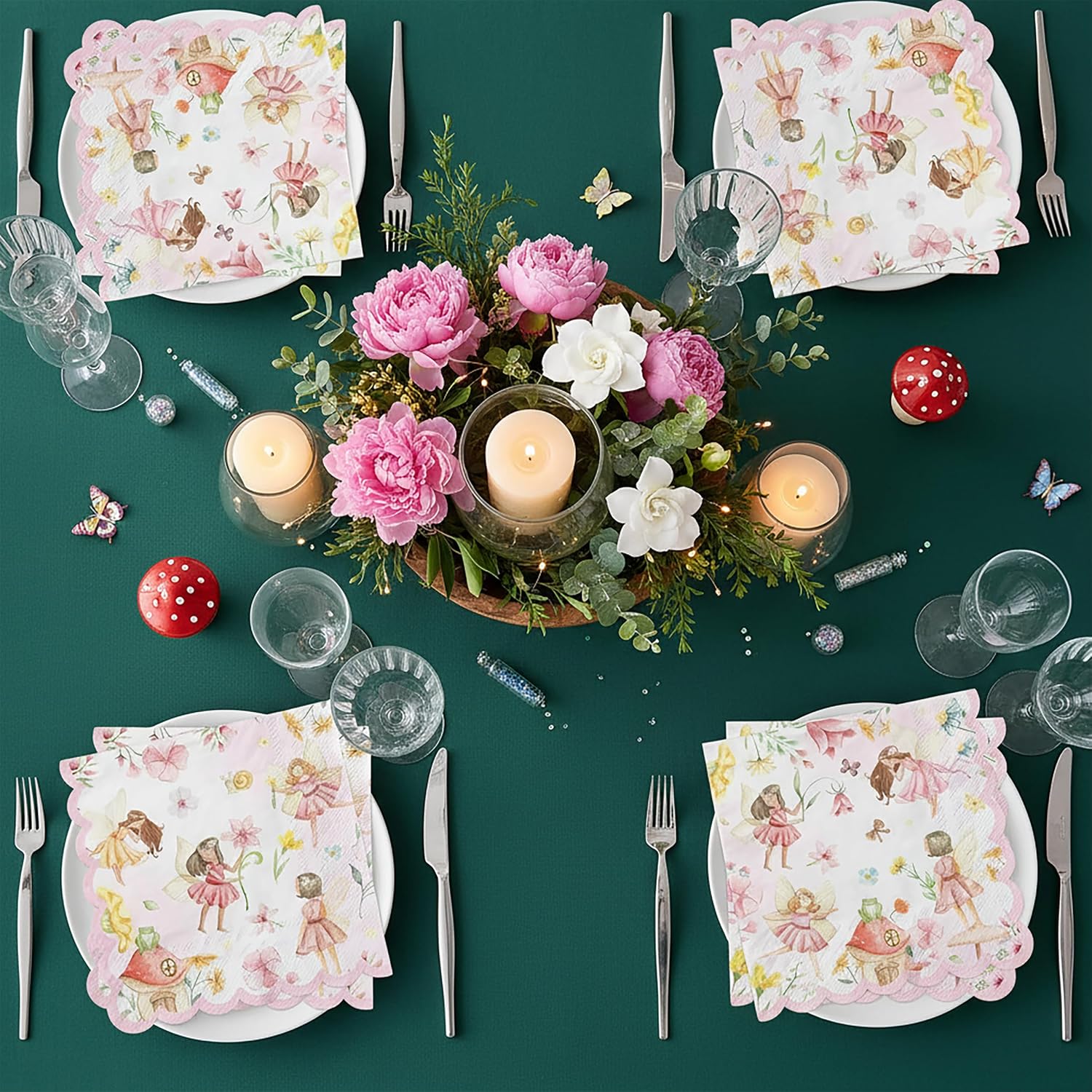 50-Pack Fairy Garden Paper Napkins – Enchanted Forest 1st Birthday Party Supplies for Fairies, Soft Disposable Table Napkins image 4