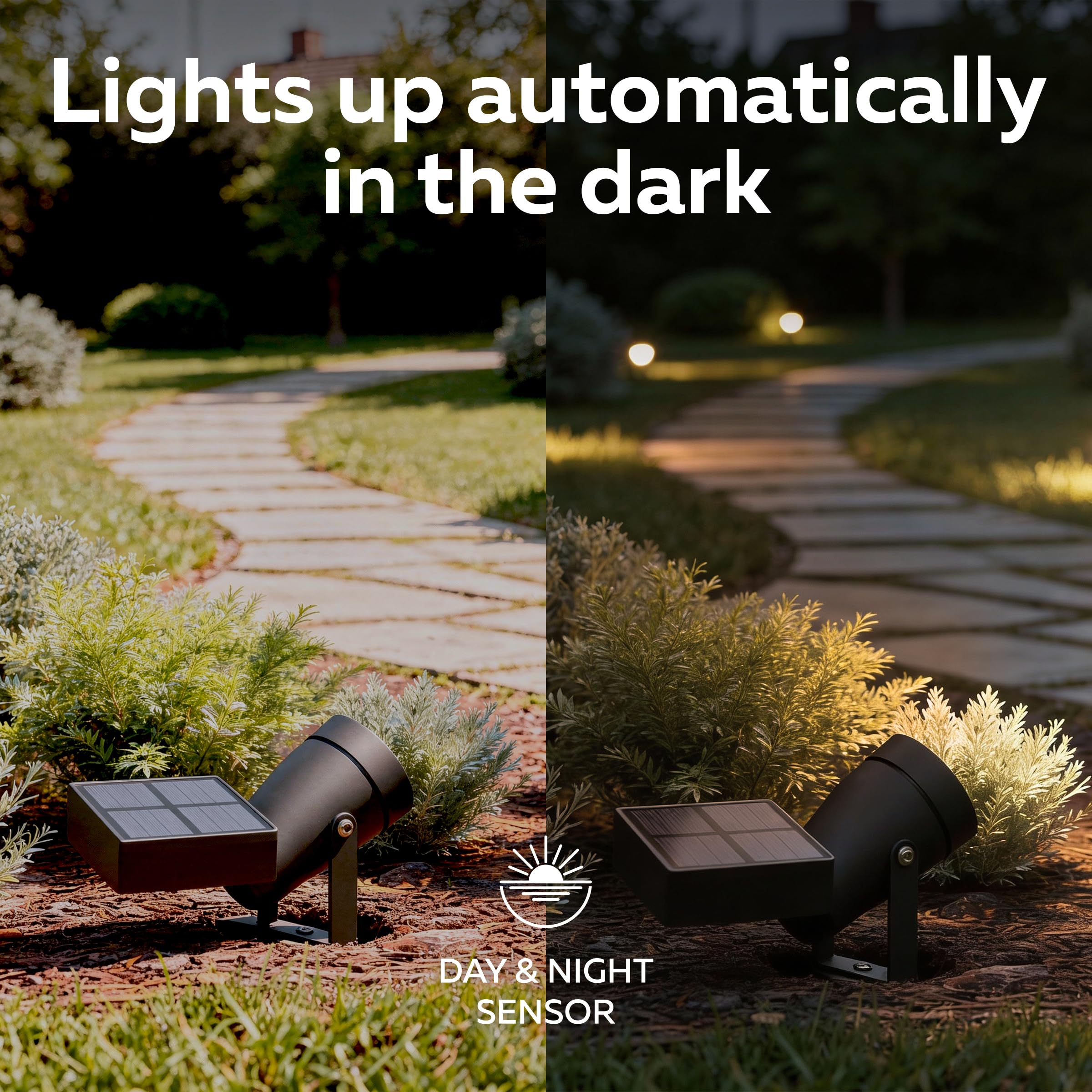 CALEX LED Foco Solar para Jardín Cesena, con Estaca, Luz Blanco Cálido, Impermeable, Recargable con Energía Solar y USB‑C, Negro