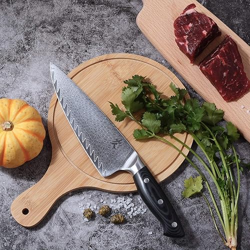 Miniatura 38 de SAMCOOK Kiritsuke Cuchillo de chef – Cuchillo profesional afilado de Damasco de 8 pulgadas – Cuchillo japonés VG-10 de acero inoxidable de alto