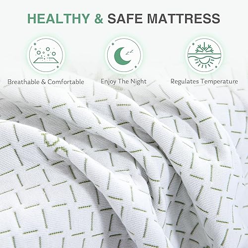 Miniatura 4 de Colchón individual de 12 pulgadas, colchón viscoelástica de té verde en una caja, certificado CertiPUR-US sin fibra de vidrio para litera, mediano,