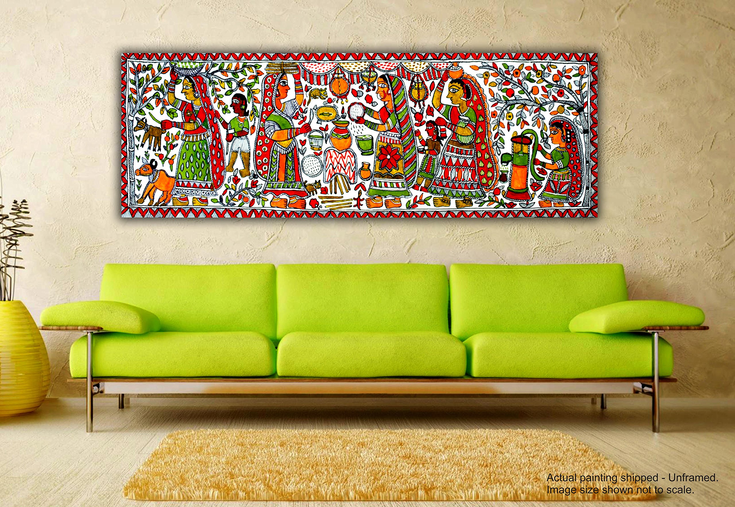 Madhubani Wedding Bells Canvas Art - Home Decor -2 Madhubani Wedding Bells Canvas Art - Home Decor -2